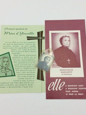 2 Vtg Fabric 3rd-Class Relics and Ephemera for Saint Ste Marguerite D'Youville